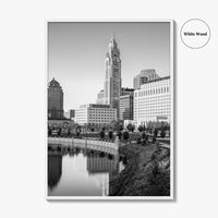 Columbus Ohio Skyline Black and White Fine Art Photo Print, Wall Poster, USA