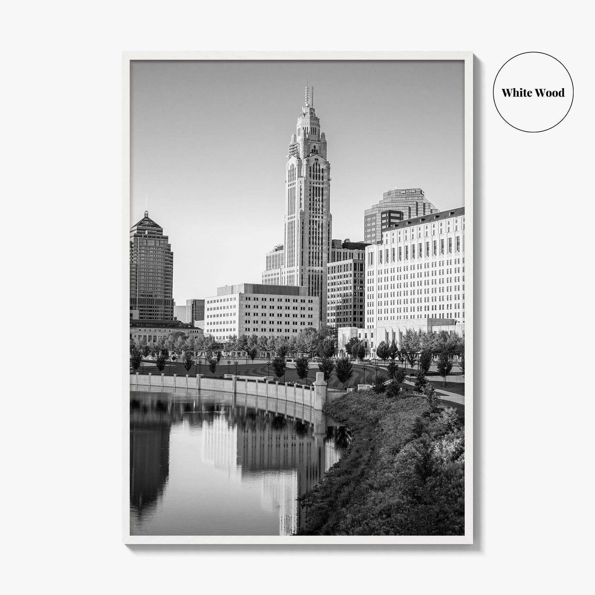 Columbus Ohio Skyline Black and White Fine Art Photo Print, Wall Poster, USA