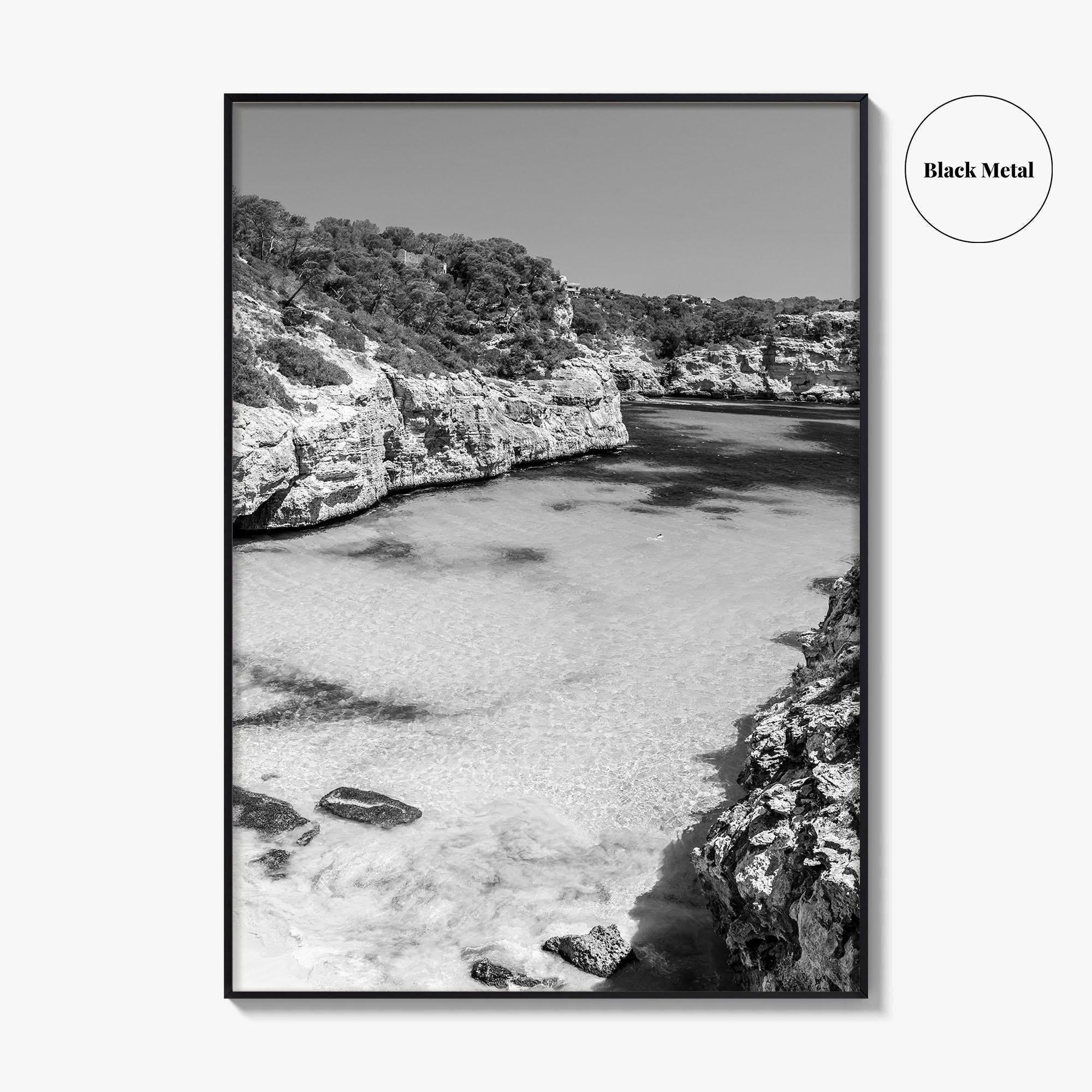 Mallorca Black and White Fine Art Photo Print, Calo Des Moro Majorca Spain Poster