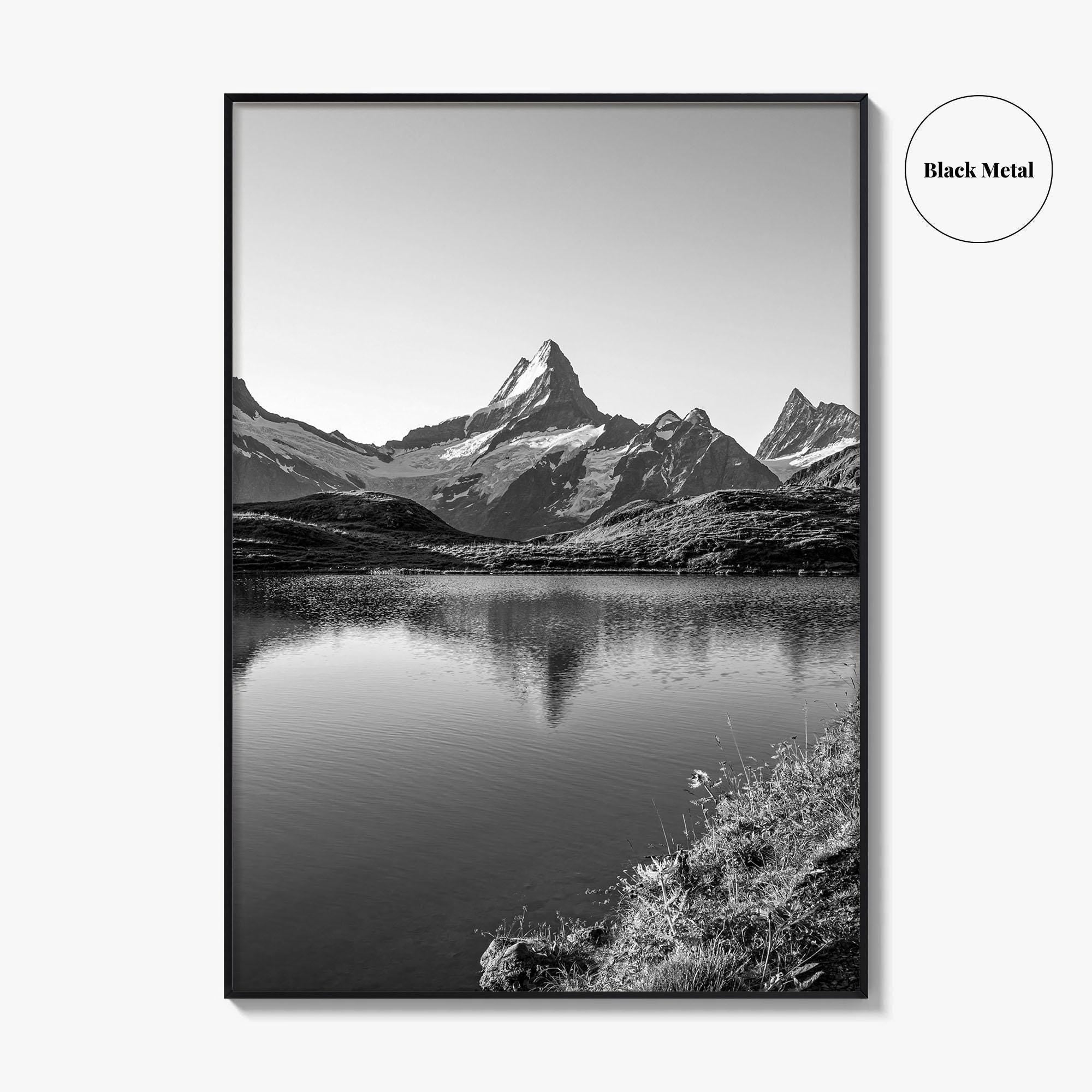 Bachalpsee Black and White Fine Art Photo Print, Eiger Grindelwald Swiss Alps Poster