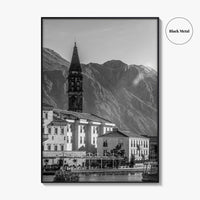 Bay of Kotor Black and White Fine Art Photo Print, Perast Montenegro, Wall Poster