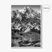 Mount Jefferson Black and White Fine Art Photo Print, Oregon Poster, USA Wall Decor