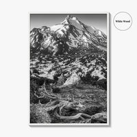 Mount Jefferson Black and White Fine Art Photo Print, Oregon Poster, USA Wall Decor