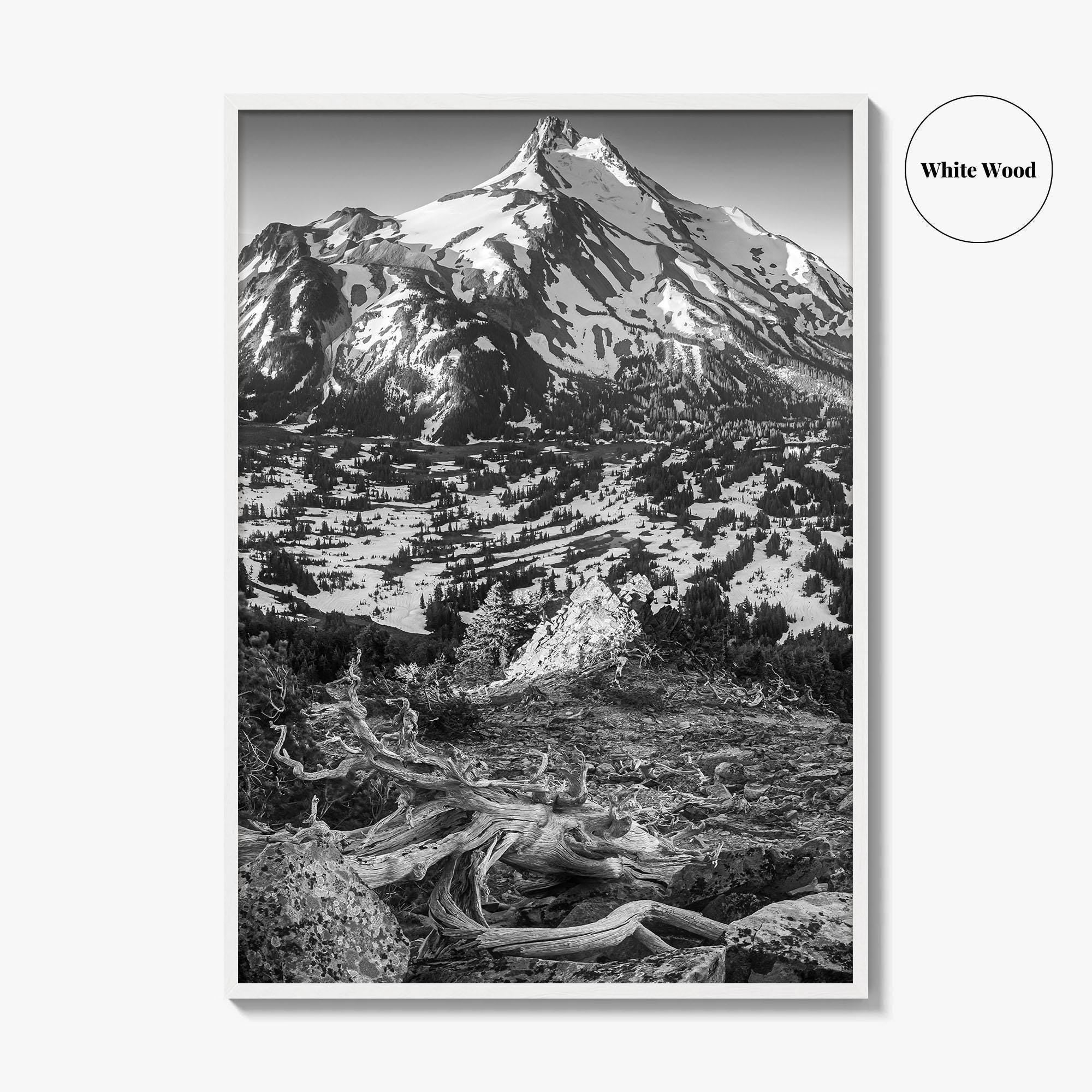 Mount Jefferson Black and White Fine Art Photo Print, Oregon Poster, USA Wall Decor
