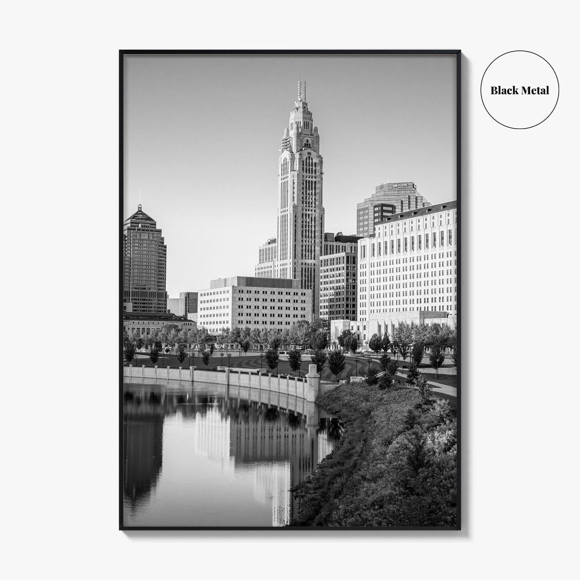 Columbus Ohio Skyline Black and White Fine Art Photo Print, Wall Poster, USA