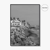 Oceanside Black and White Fine Art Photo Print, San Diego Beach Houses, California Poster
