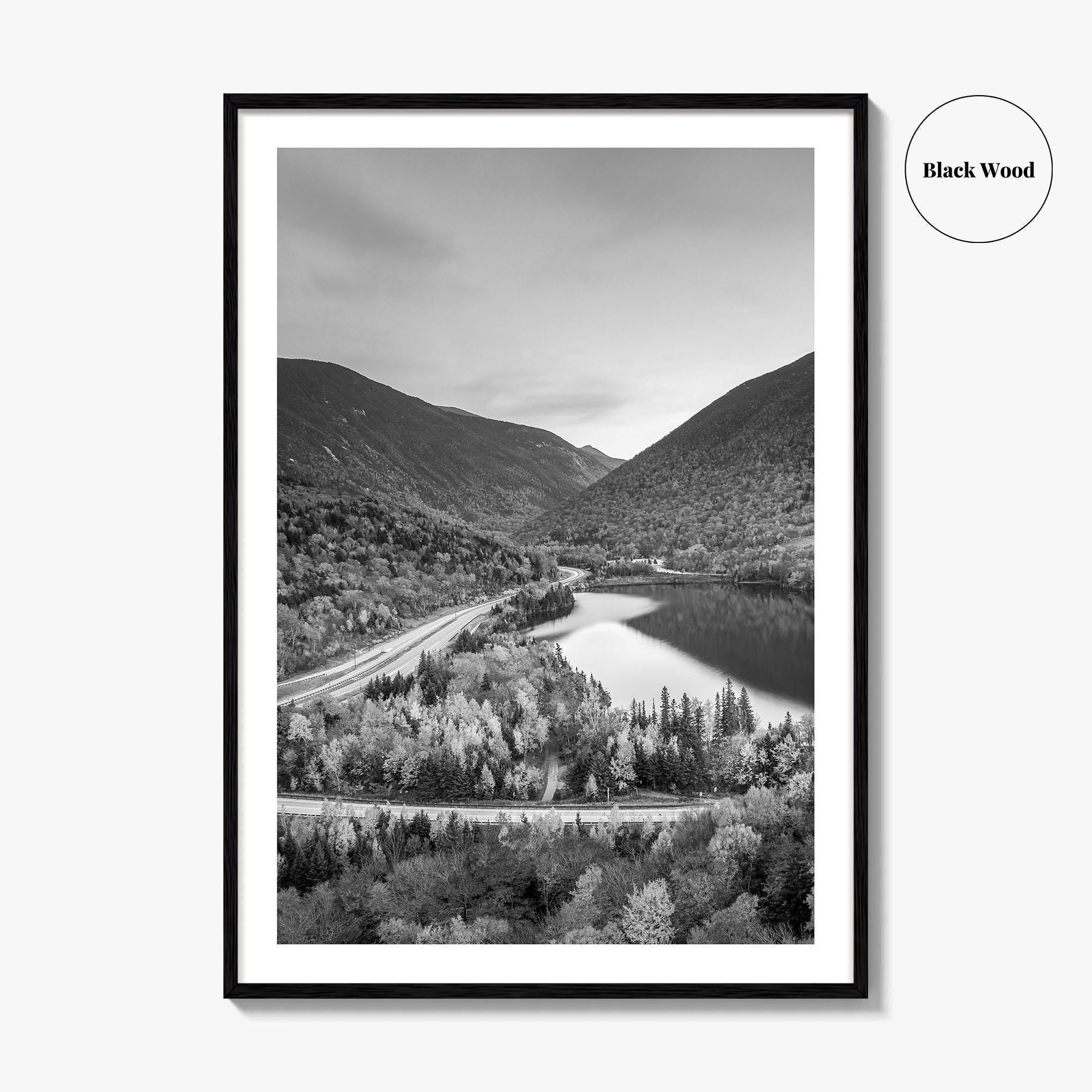 New Hampshire Black and White Fine Art Photo Print, Franconia Notch, White Mountain Poster