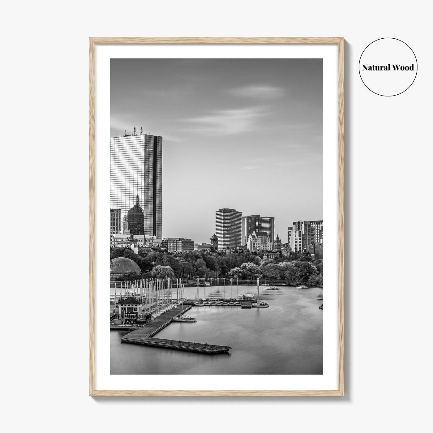 Boston Skyline Black and White Fine Art Photo Print, Massachusetts USA, Wall Decor