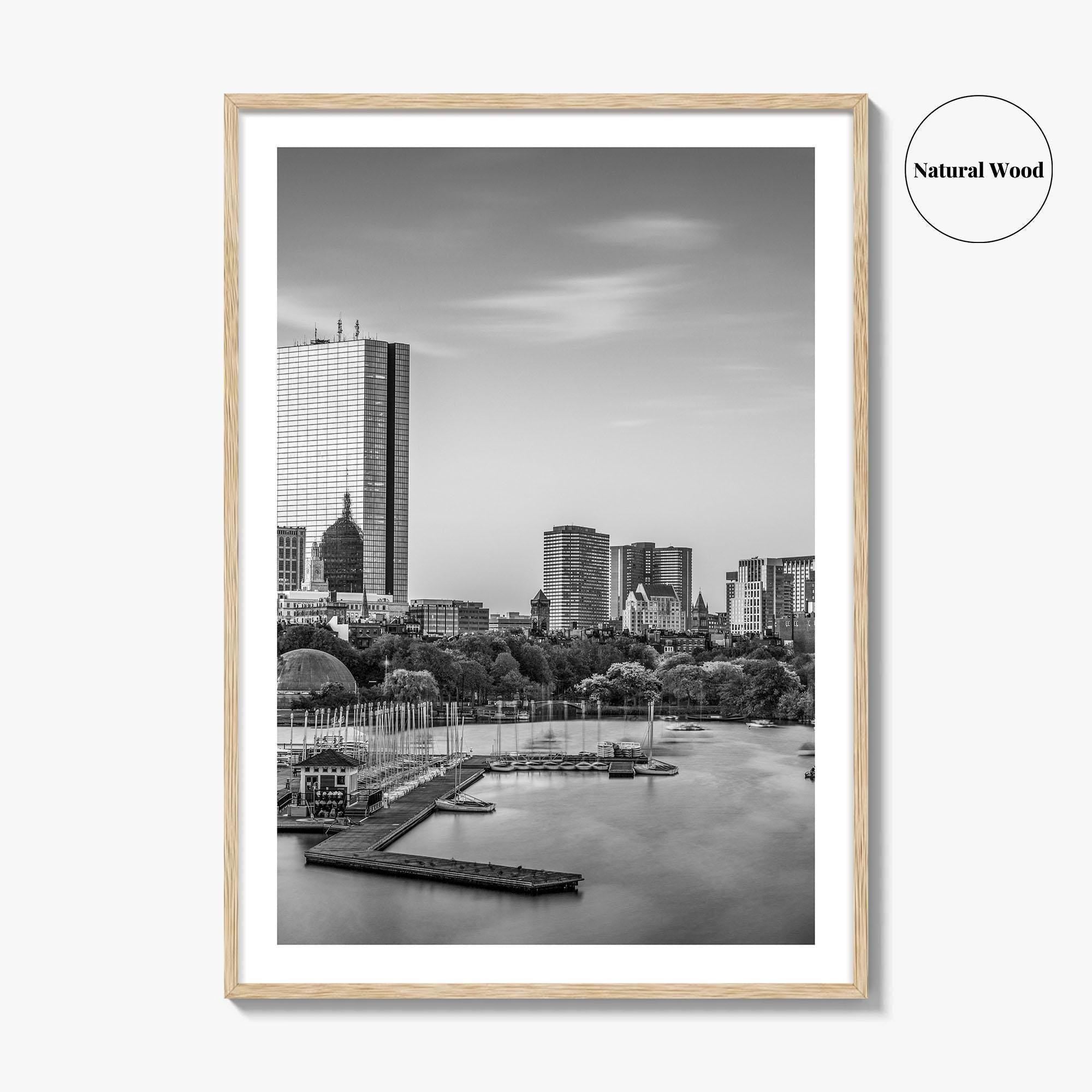 Boston Skyline Black and White Fine Art Photo Print, Massachusetts USA, Wall Decor