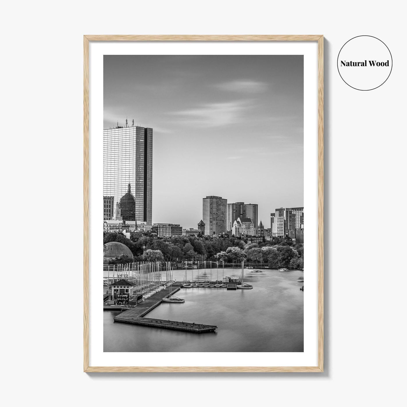 Boston Skyline Black and White Fine Art Photo Print, Massachusetts USA, Wall Decor