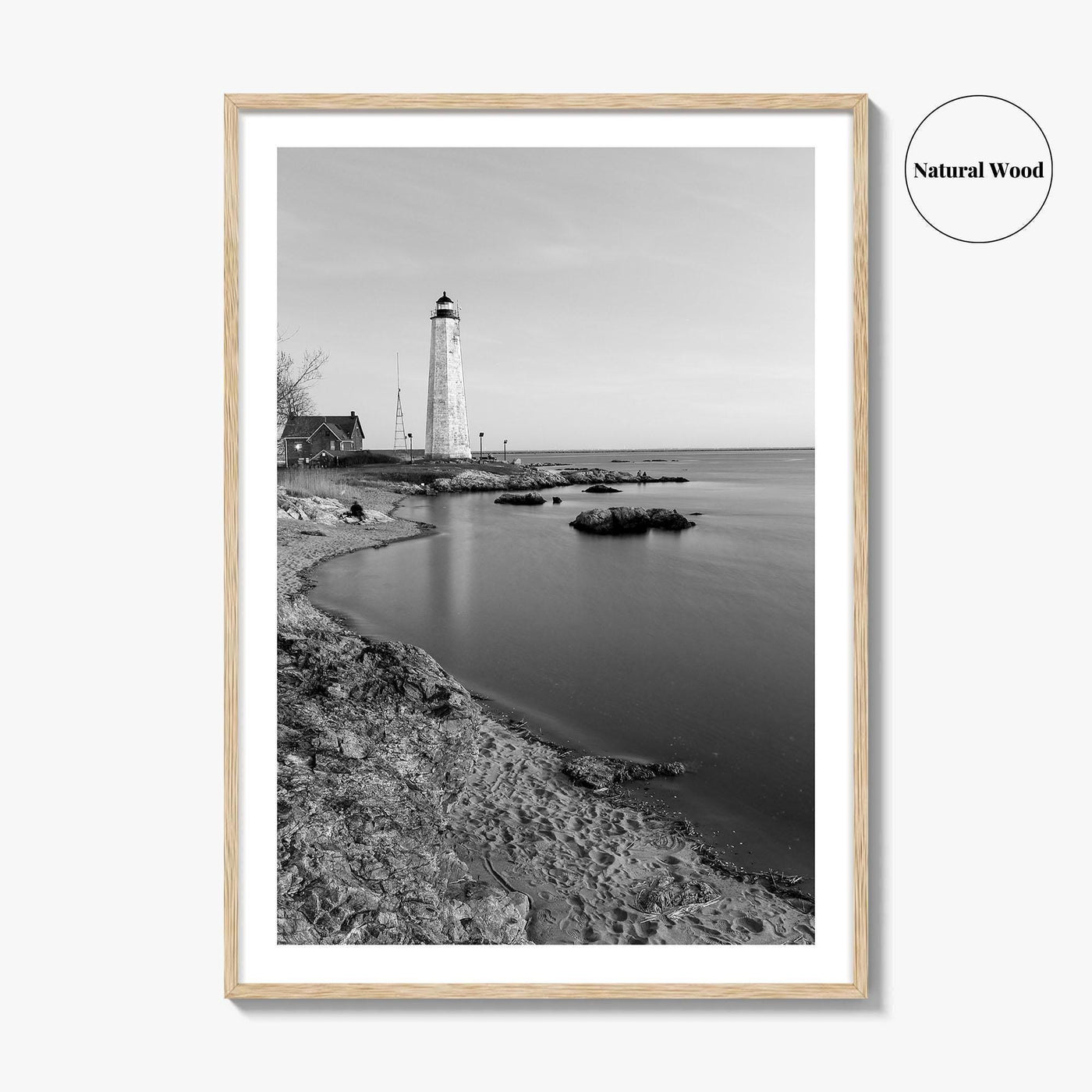 New Haven Lighthouse Black and White Fine Art Photo Print, Connecticut, USA Wall Poster