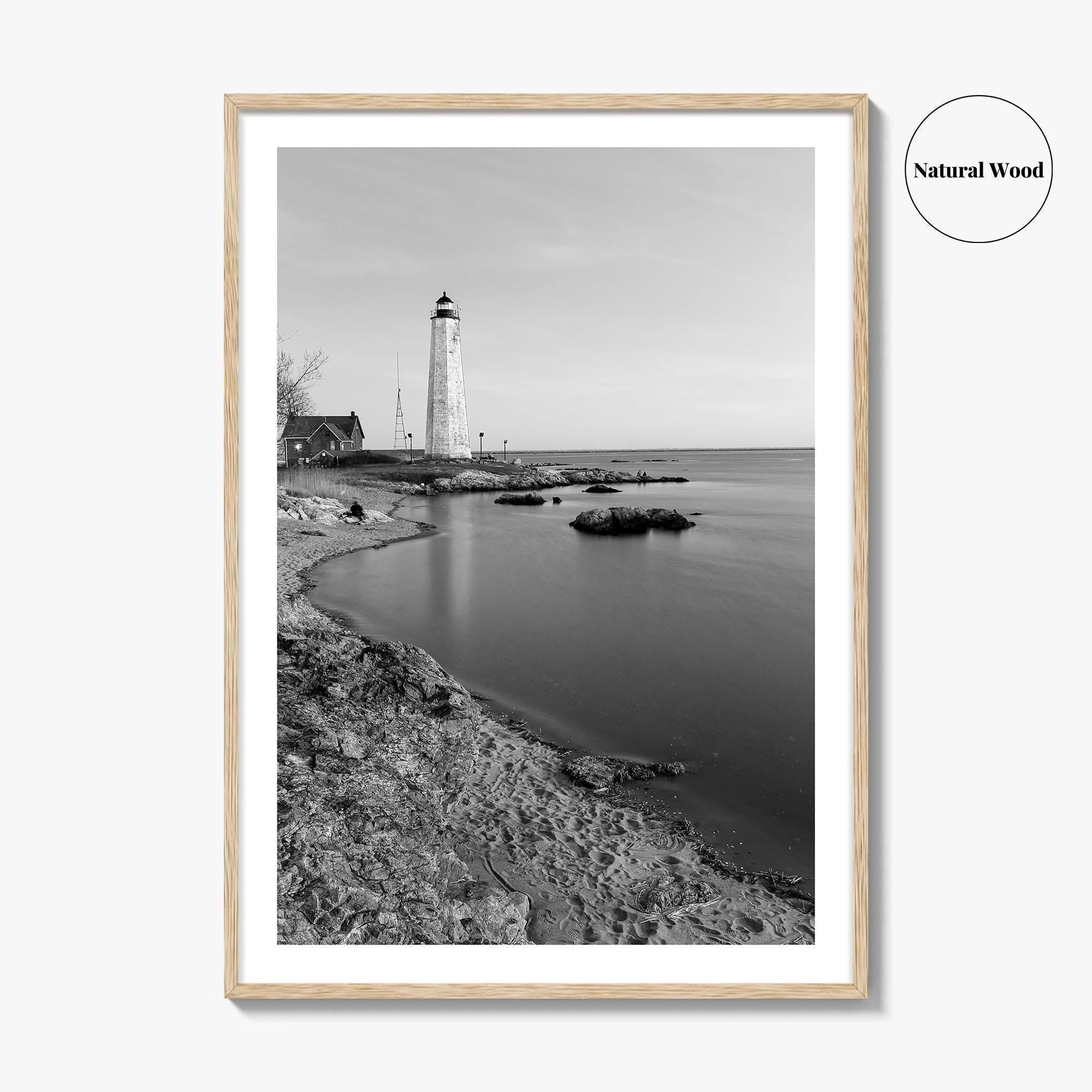 New Haven Lighthouse Black and White Fine Art Photo Print, Connecticut, USA Wall Poster