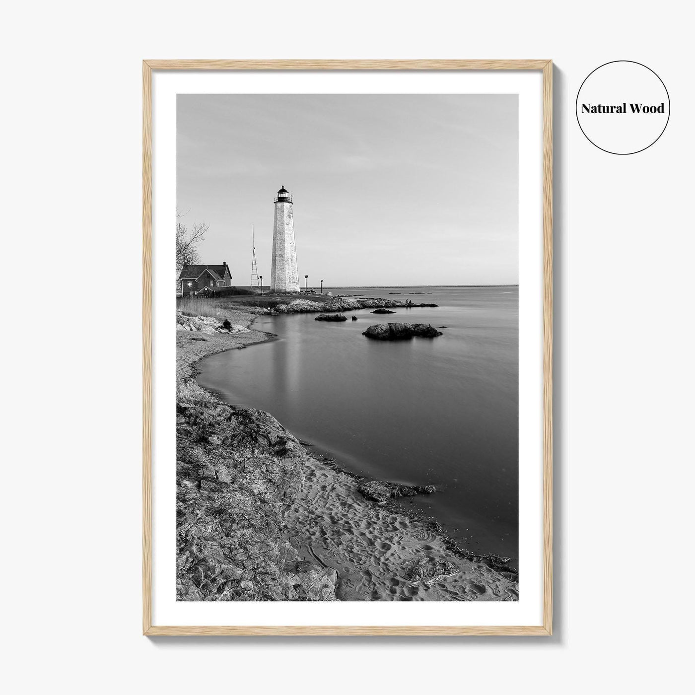 New Haven Lighthouse Black and White Fine Art Photo Print, Connecticut, USA Wall Poster