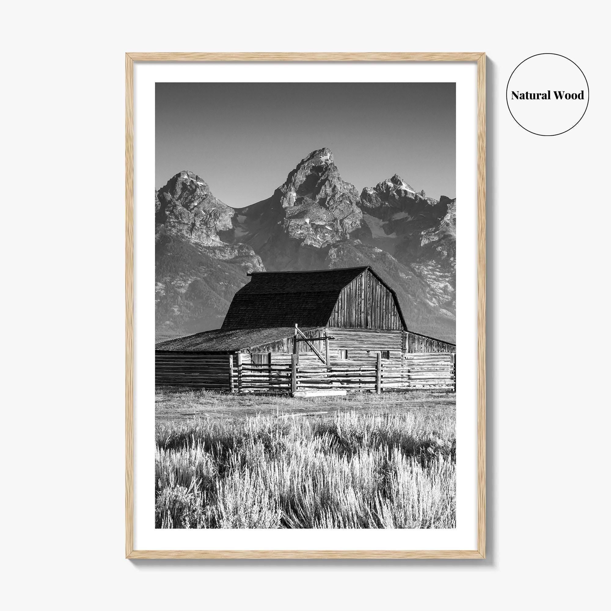 Jackson Hole Black and White Fine Art Photo Print, Grand Teton, Moulton Barn, Wyoming
