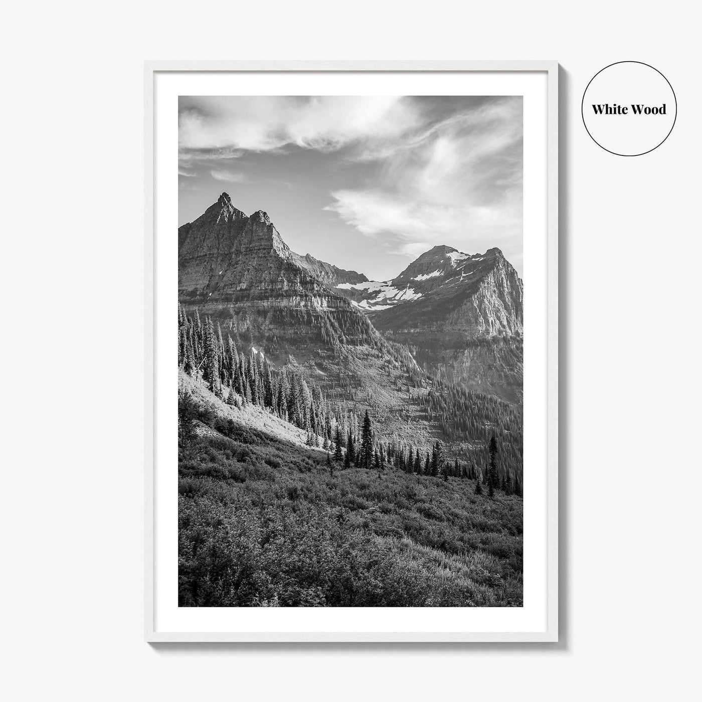 Glacier National Park Black and White Fine Art Photo Print, Montana, Poster, Wall Decor