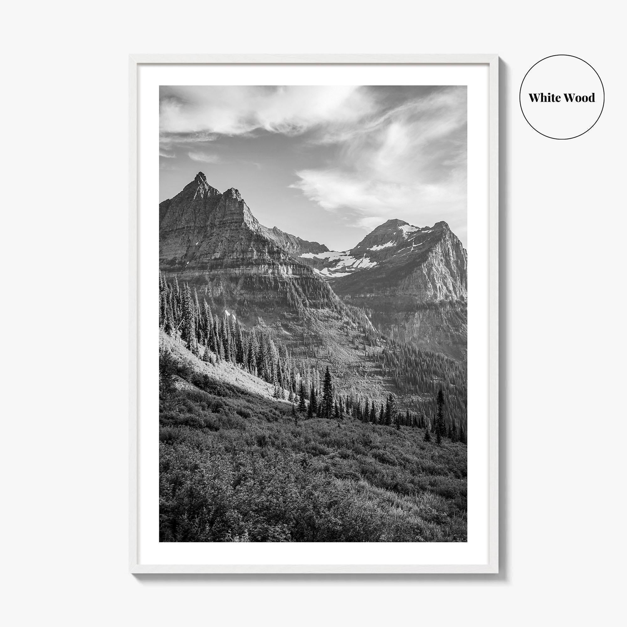 Glacier National Park Black and White Fine Art Photo Print, Montana, Poster, Wall Decor