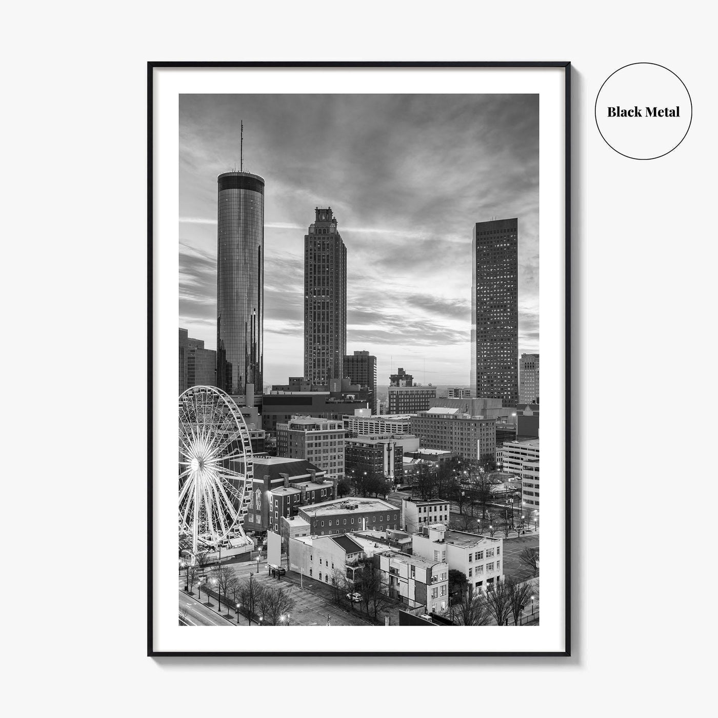 Atlanta Skyline Black and White Fine Art Photo Print, Georgia Poster