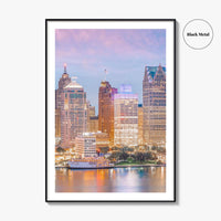 Detroit Skyline Fine Art Photo Print, Michigan USA, Wall Decor Poster