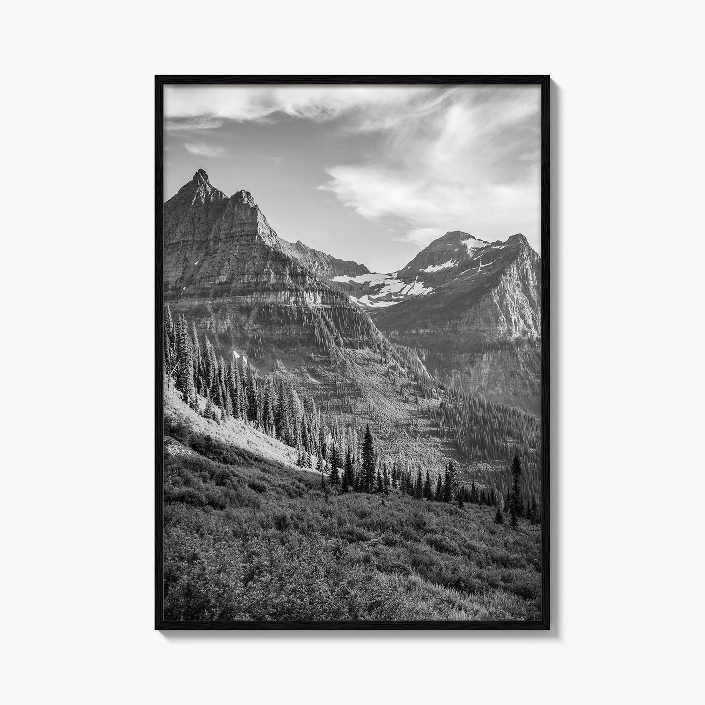Glacier National Park Black and White Fine Art Photo Print, Montana, Poster, Wall Decor
