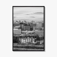Anchorage Skyline Black and White Fine Art Photo Print, Alaska Poster, USA