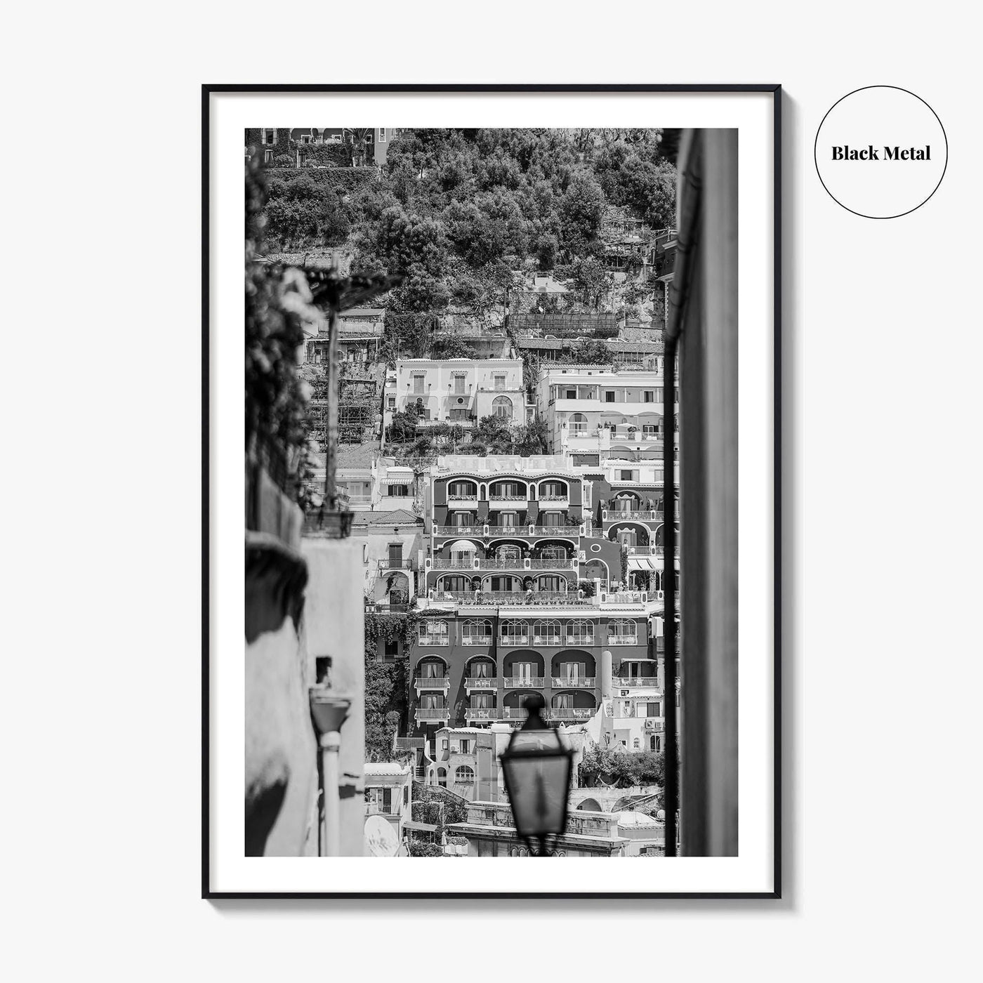 Positano Black and White Fine Art Photo Print, Amalfi Coast Italy Poster, Panoramic Sea