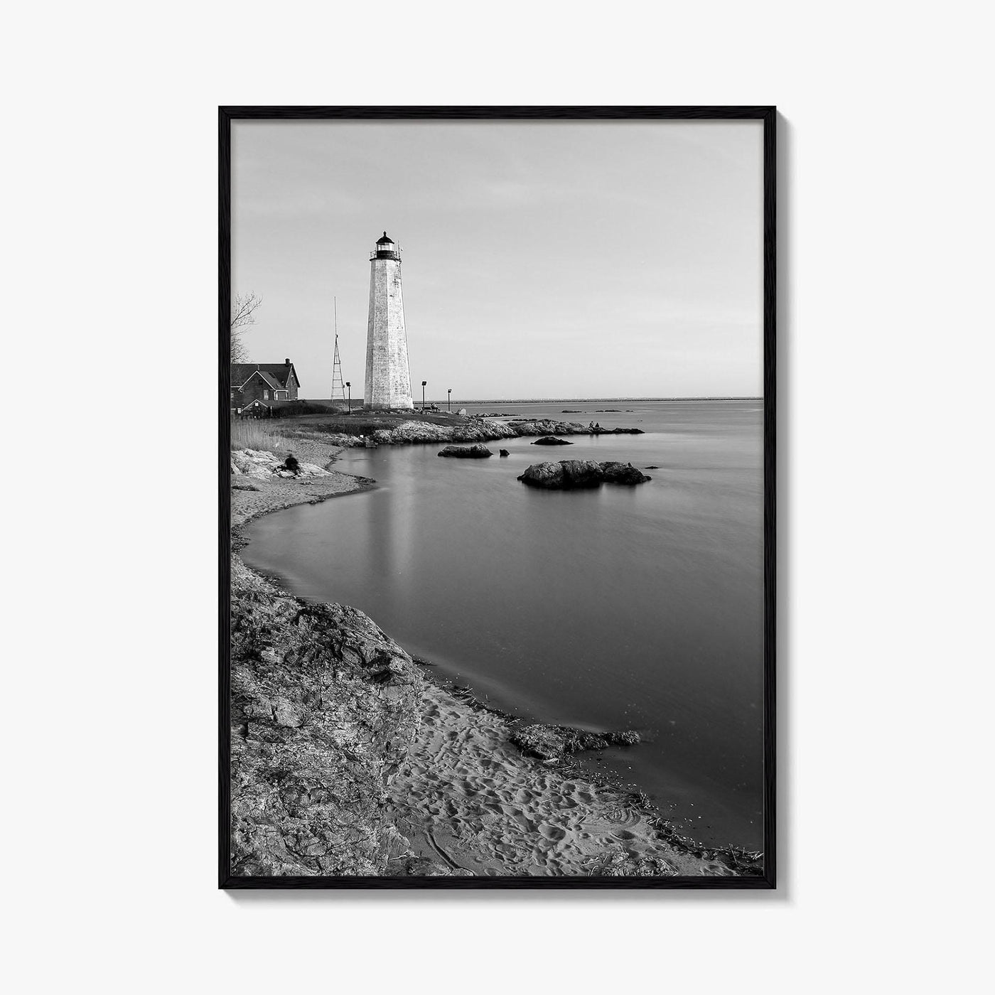 New Haven Lighthouse Black and White Fine Art Photo Print, Connecticut, USA Wall Poster