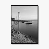 New Haven Lighthouse Black and White Fine Art Photo Print, Connecticut, USA Wall Poster