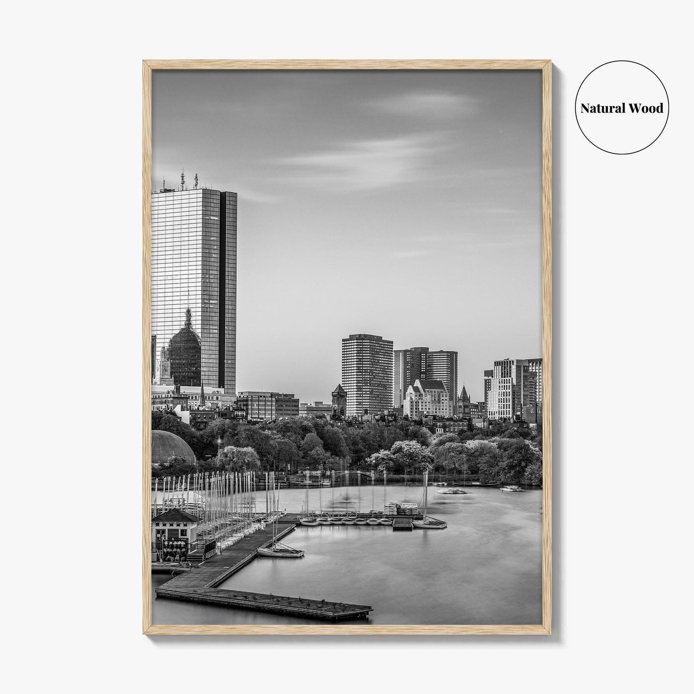 Boston Skyline Black and White Fine Art Photo Print, Massachusetts USA, Wall Decor