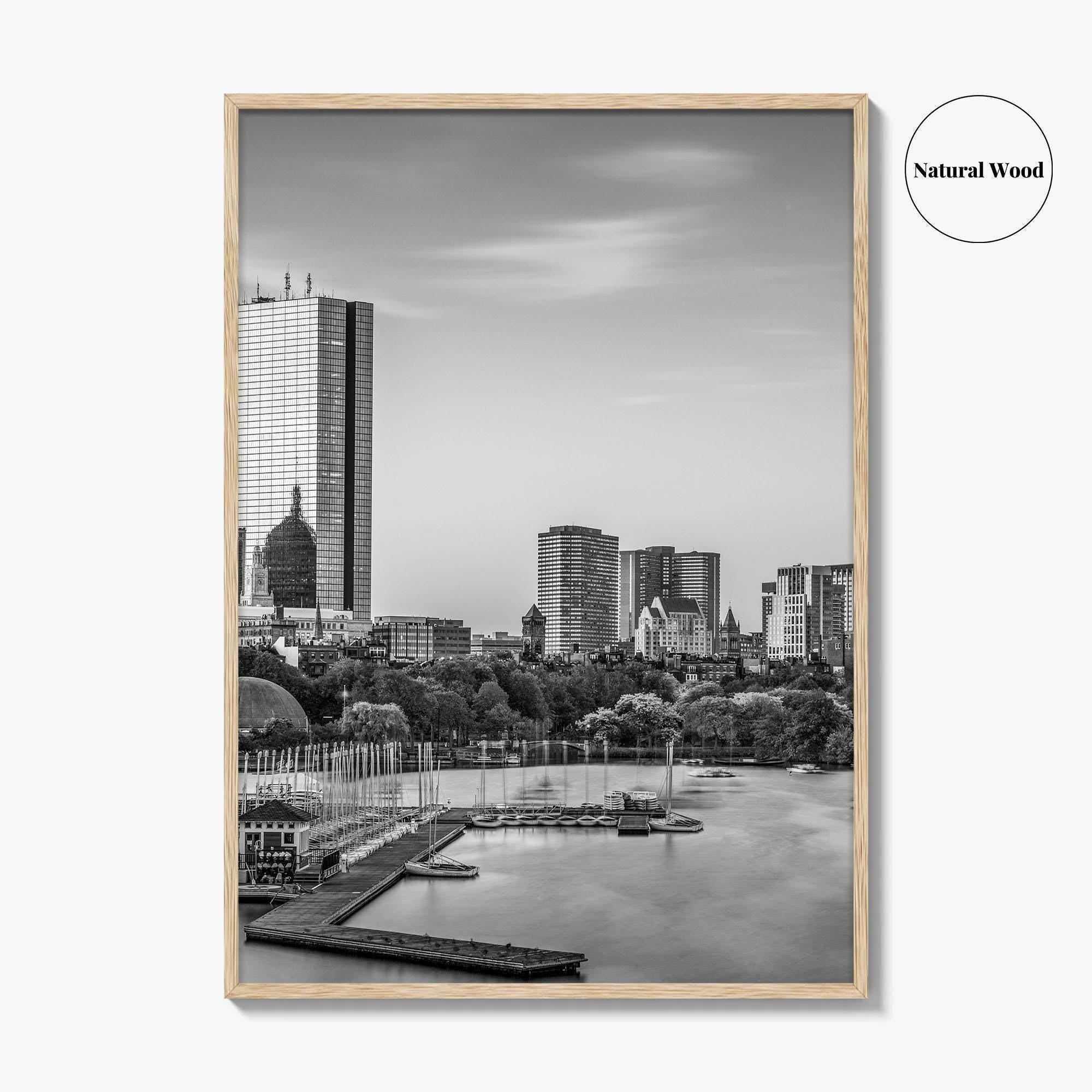 Boston Skyline Black and White Fine Art Photo Print, Massachusetts USA, Wall Decor