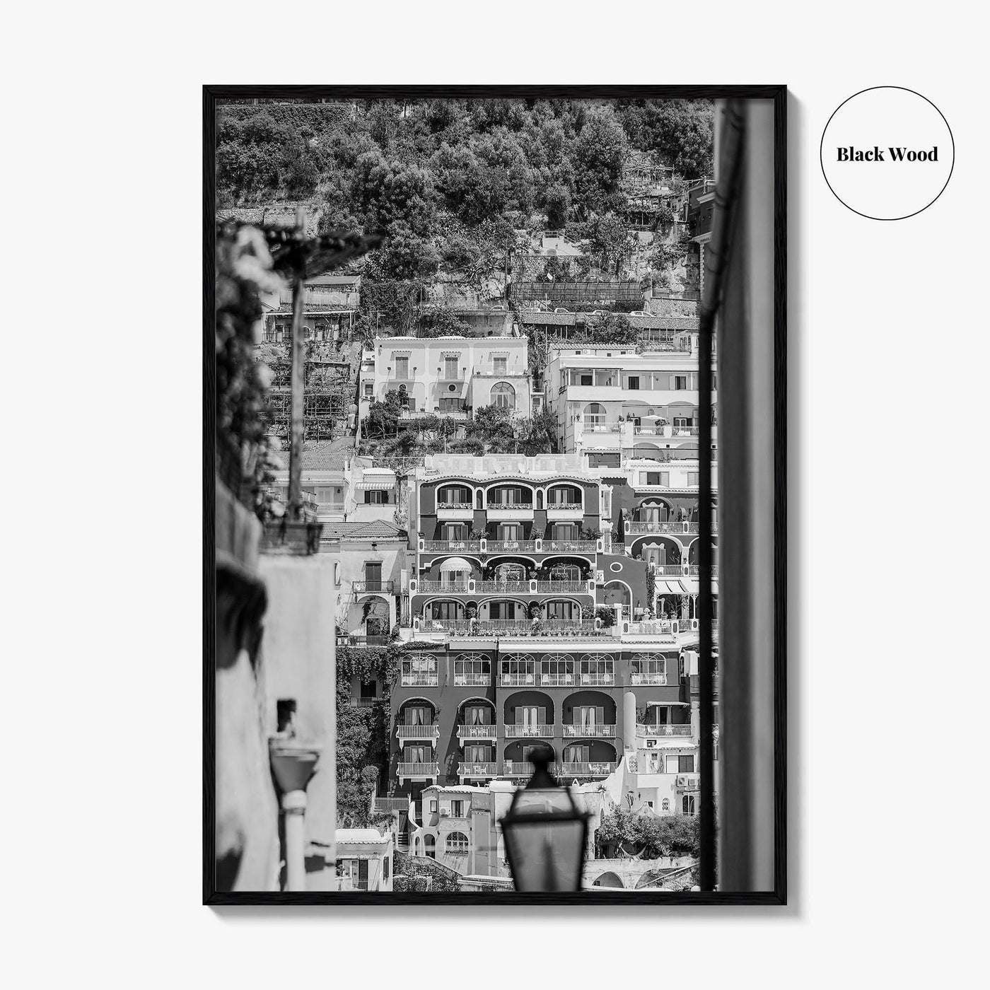 Positano Black and White Fine Art Photo Print, Amalfi Coast Italy Poster, Panoramic Sea
