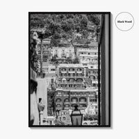 Positano Black and White Fine Art Photo Print, Amalfi Coast Italy Poster, Panoramic Sea