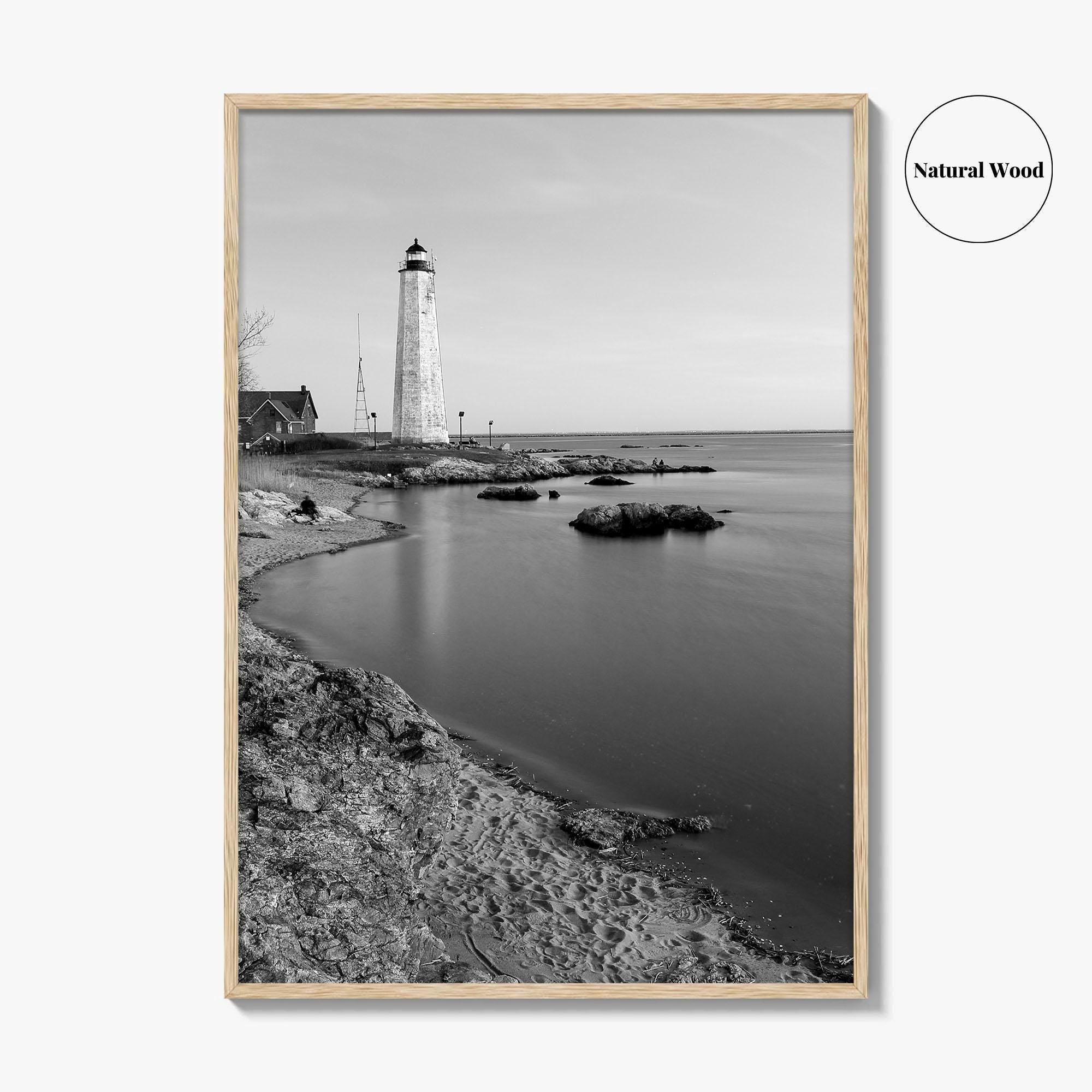 New Haven Lighthouse Black and White Fine Art Photo Print, Connecticut, USA Wall Poster