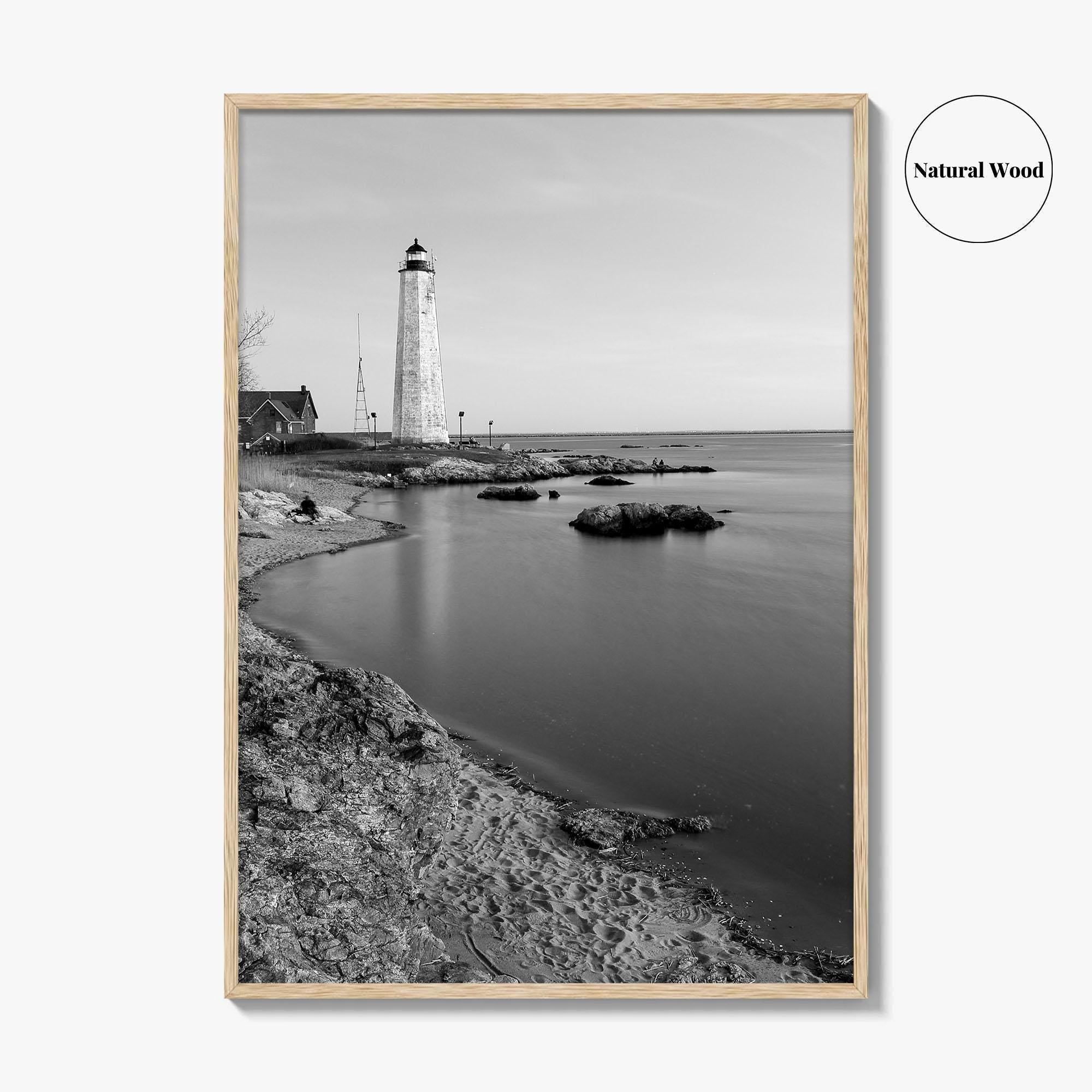 New Haven Lighthouse Black and White Fine Art Photo Print, Connecticut, USA Wall Poster