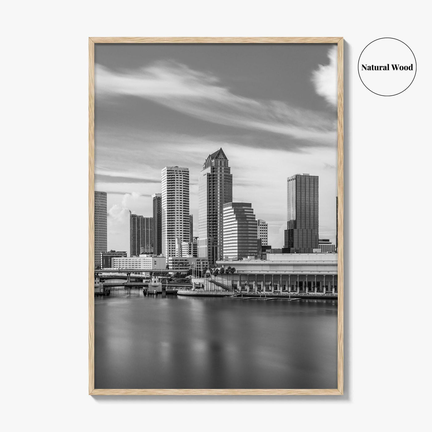 Tampa Skyline Black and White Fine Art Photo Print, City Florida Poster