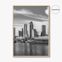 Tampa Skyline Black and White Fine Art Photo Print, City Florida Poster