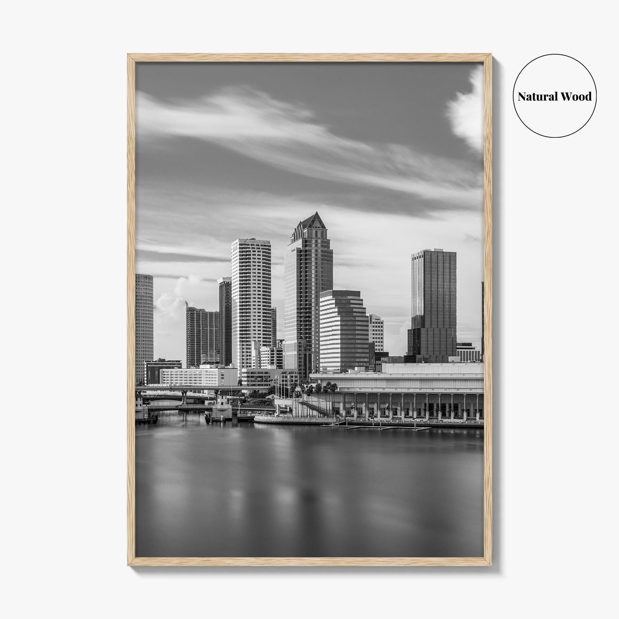 Tampa Skyline Black and White Fine Art Photo Print, City Florida Poster