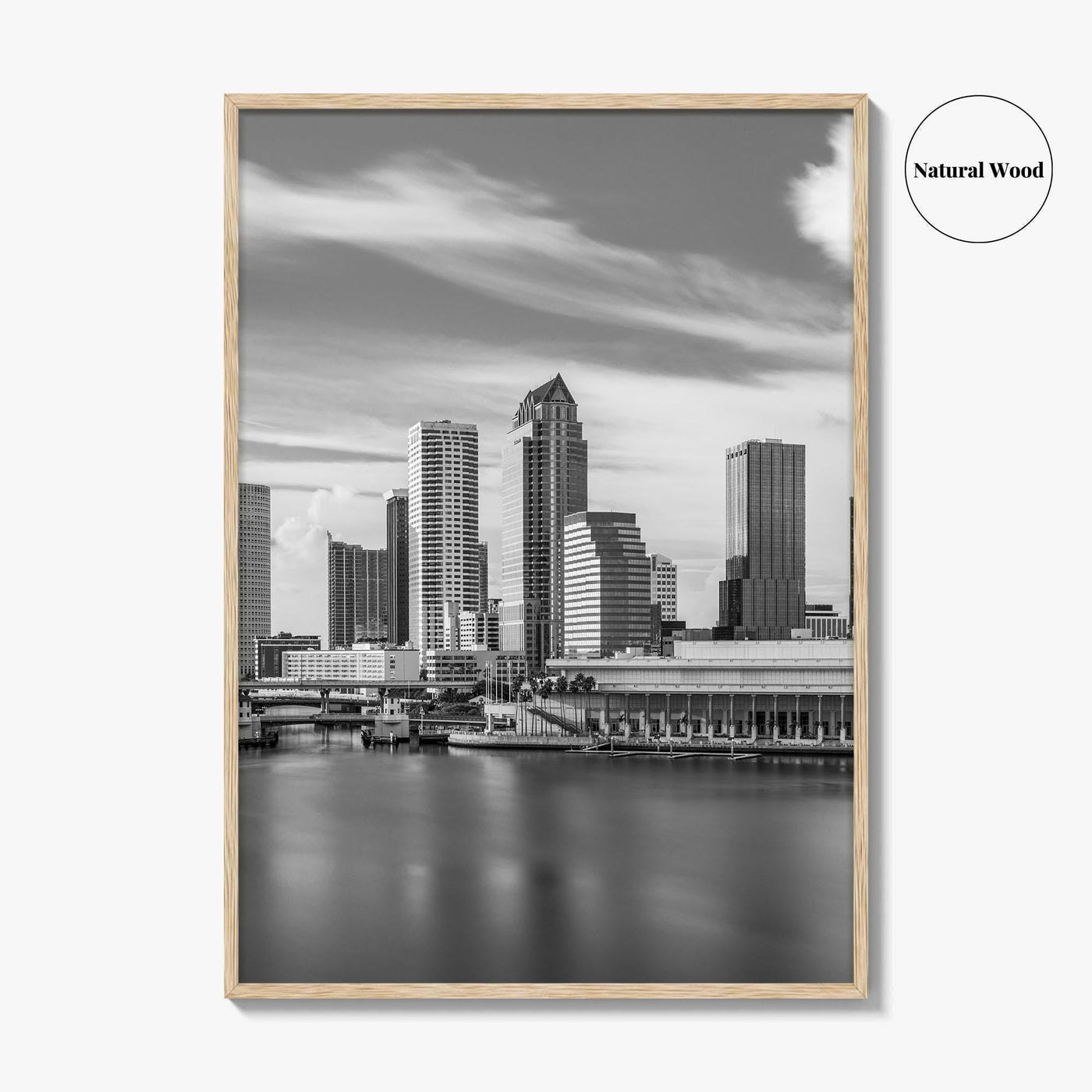 Tampa Skyline Black and White Fine Art Photo Print, City Florida Poster