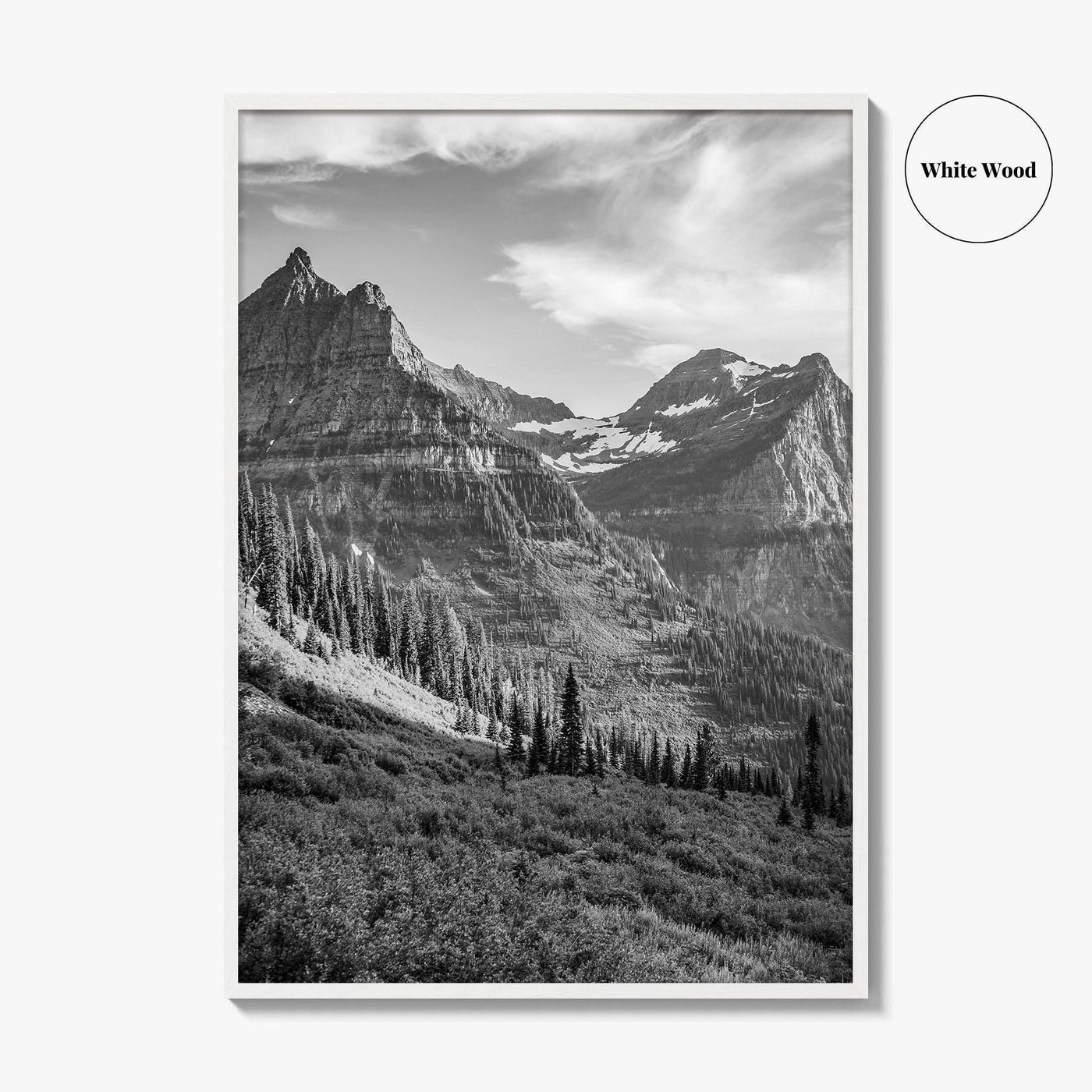 Glacier National Park Black and White Fine Art Photo Print, Montana, Poster, Wall Decor