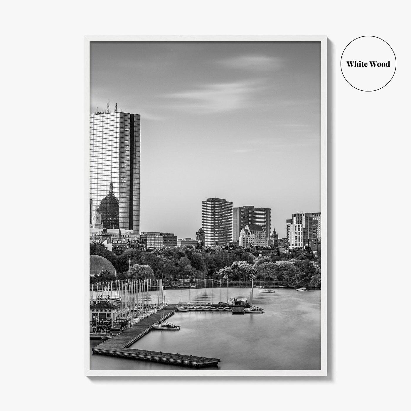 Boston Skyline Black and White Fine Art Photo Print, Massachusetts USA, Wall Decor