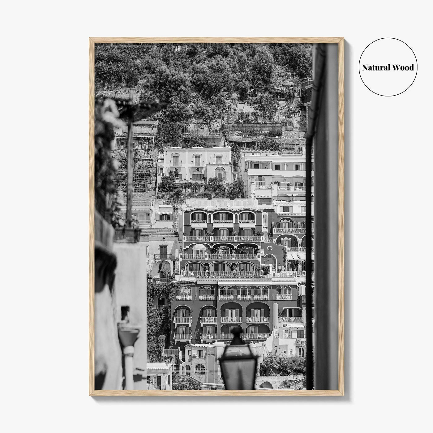 Positano Black and White Fine Art Photo Print, Amalfi Coast Italy Poster, Panoramic Sea