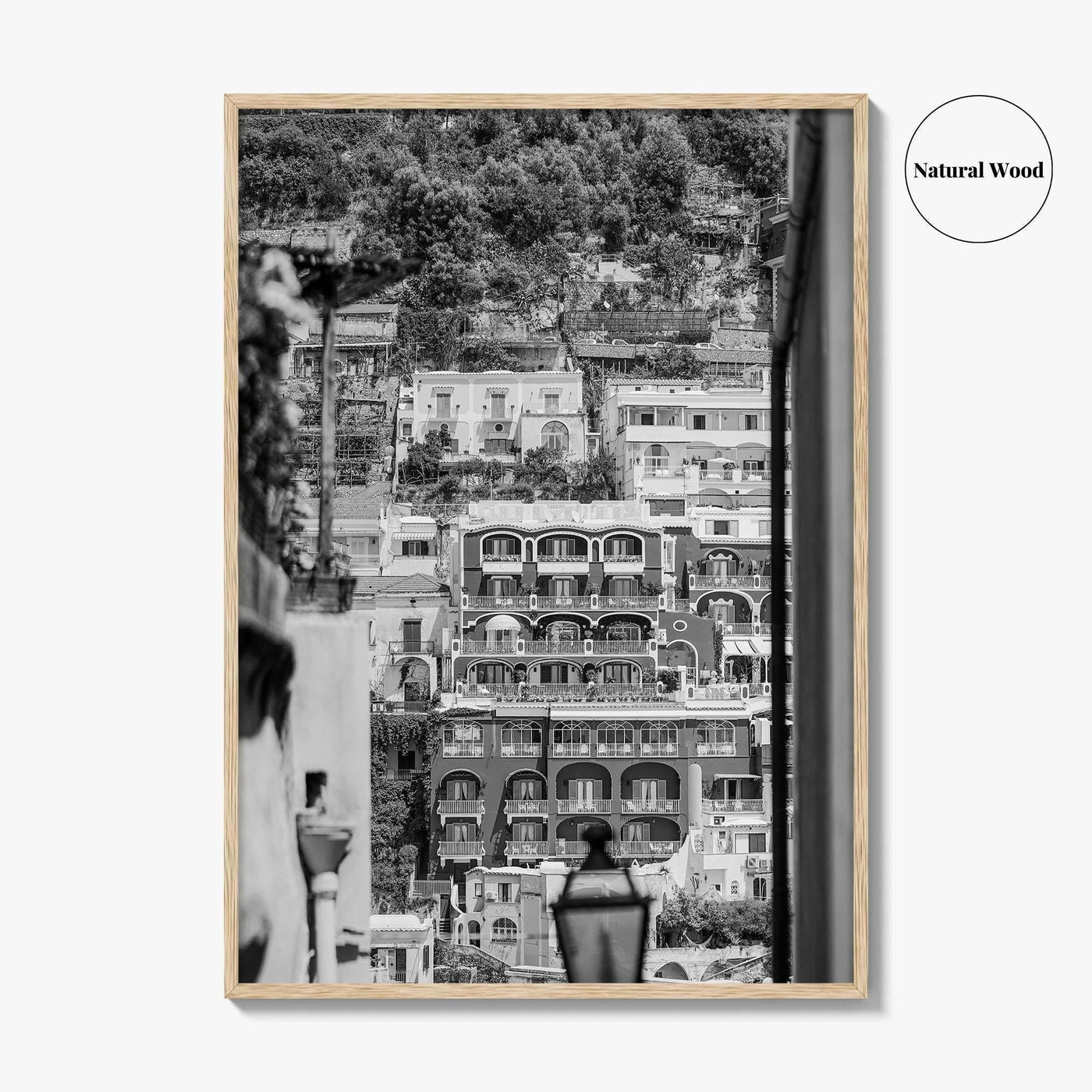 Positano Black and White Fine Art Photo Print, Amalfi Coast Italy Poster, Panoramic Sea