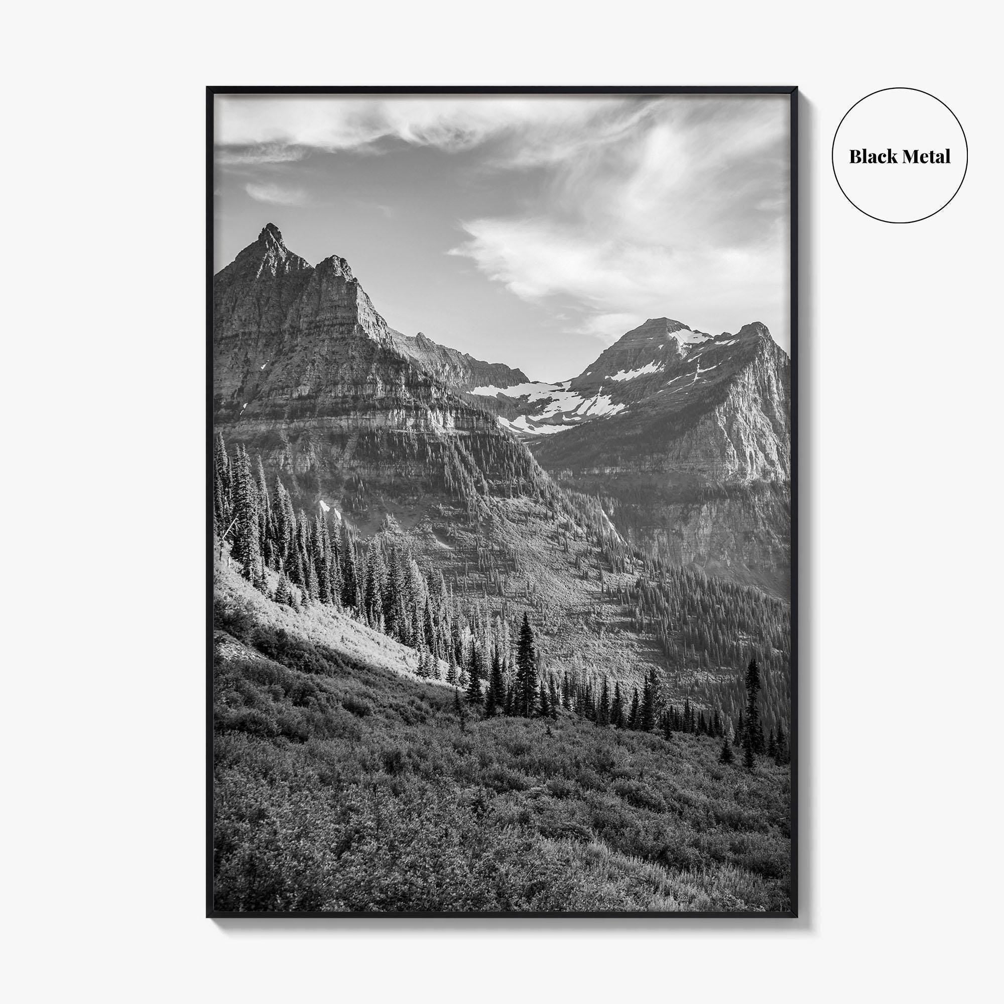 Glacier National Park Black and White Fine Art Photo Print, Montana, Poster, Wall Decor