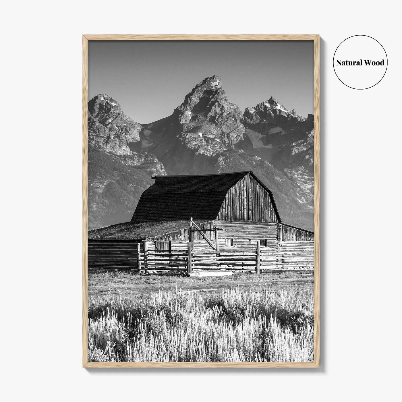 Jackson Hole Black and White Fine Art Photo Print, Grand Teton, Moulton Barn, Wyoming