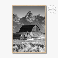 Jackson Hole Black and White Fine Art Photo Print, Grand Teton, Moulton Barn, Wyoming