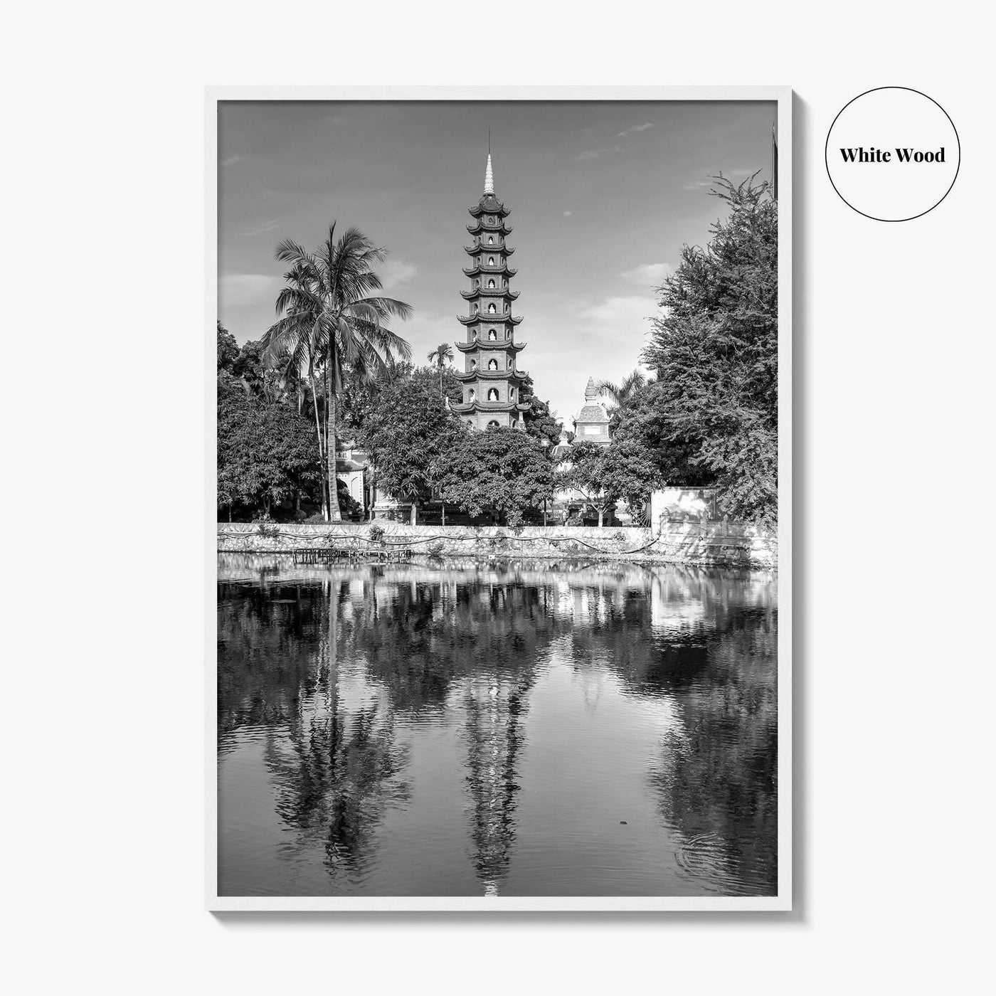 Hanoi Black and White Fine Art Photo Print, Tran Quoc Pagoda Vietnam Poster