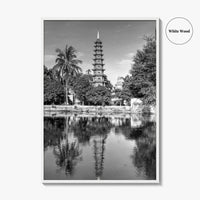 Hanoi Black and White Fine Art Photo Print, Tran Quoc Pagoda Vietnam Poster