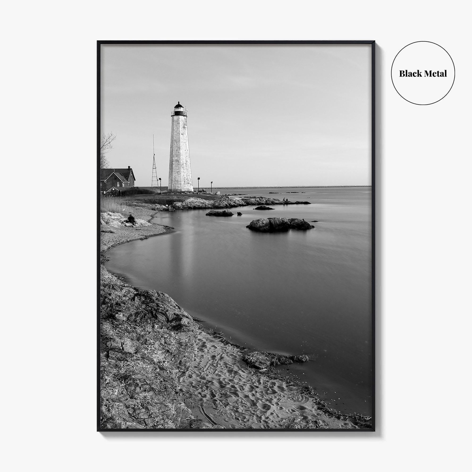 New Haven Lighthouse Black and White Fine Art Photo Print, Connecticut, USA Wall Poster
