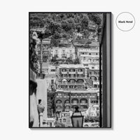 Positano Black and White Fine Art Photo Print, Amalfi Coast Italy Poster, Panoramic Sea