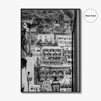 Positano Black and White Fine Art Photo Print, Amalfi Coast Italy Poster, Panoramic Sea