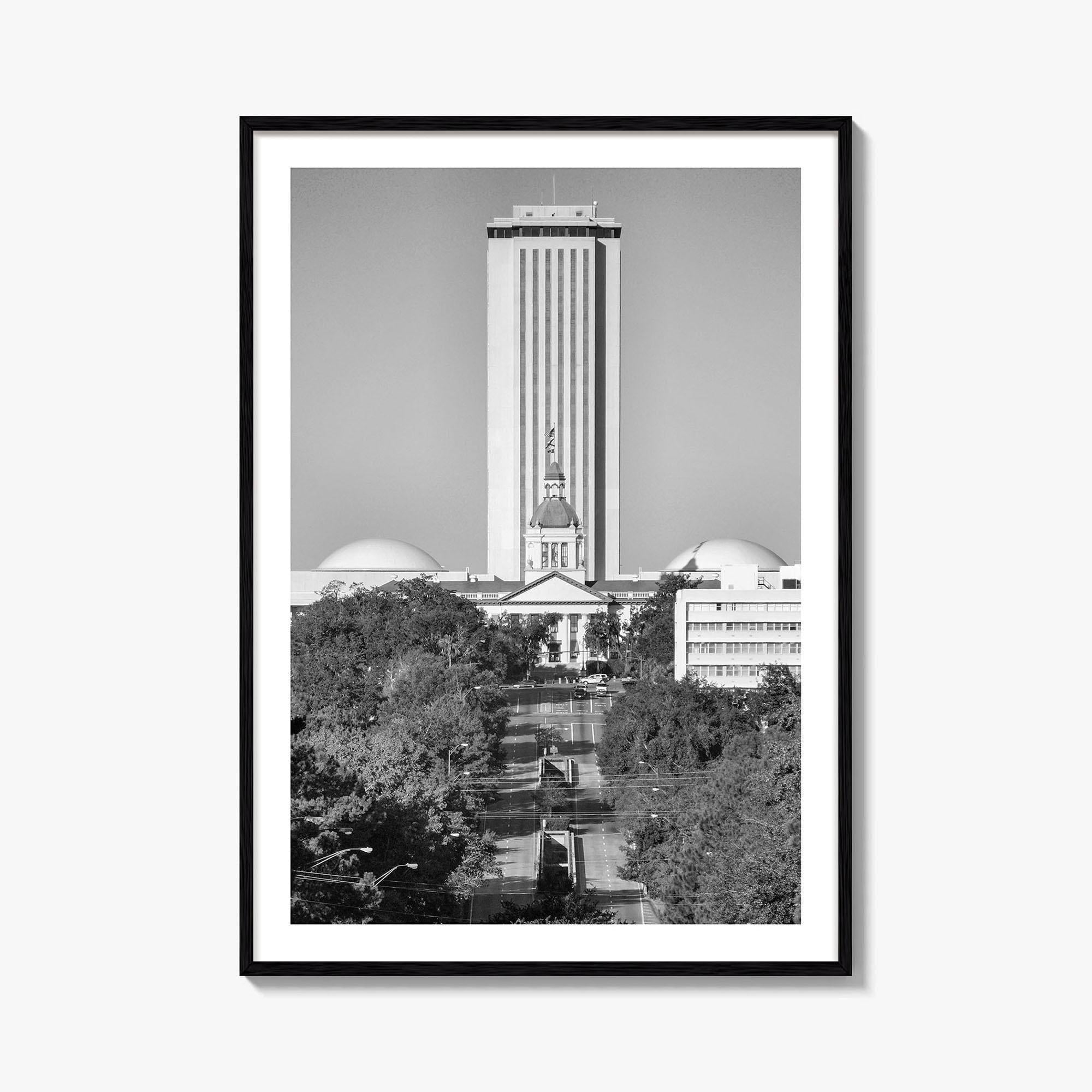 Tallahassee Black and White Fine Art Photo Print, Florida Capitol Buildings, Florida Poster